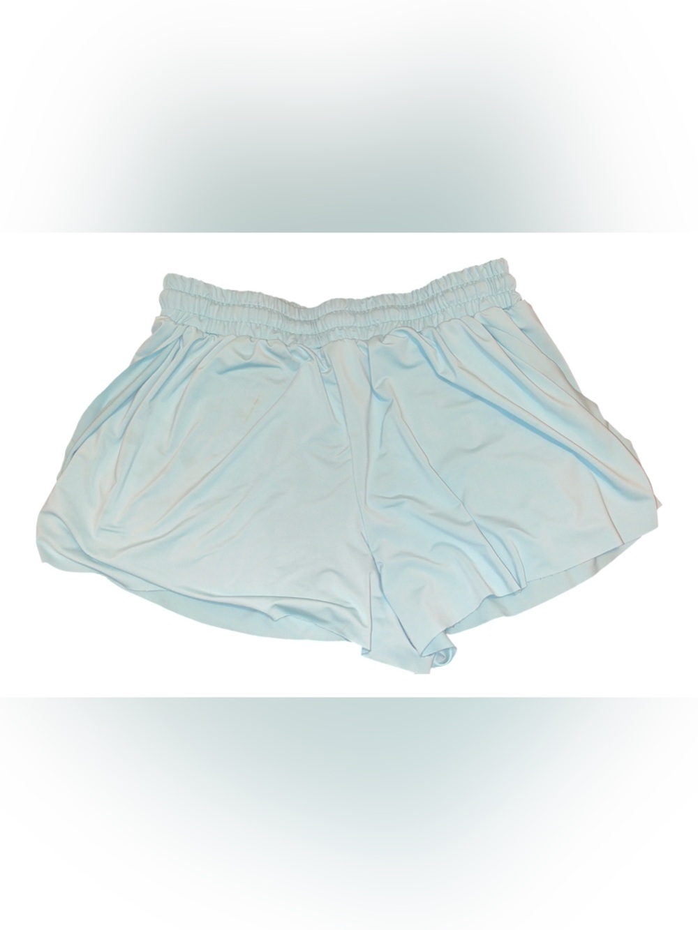 Light Blue Women's Athletic Ruffle Shorts - Picture 2 of 5